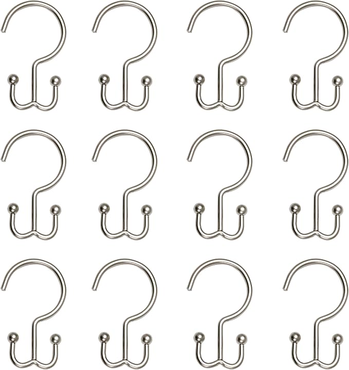 Zenna Home NeverRust Rustproof Aluminum Double Shower Curtain Hooks, Decorative - Image 4