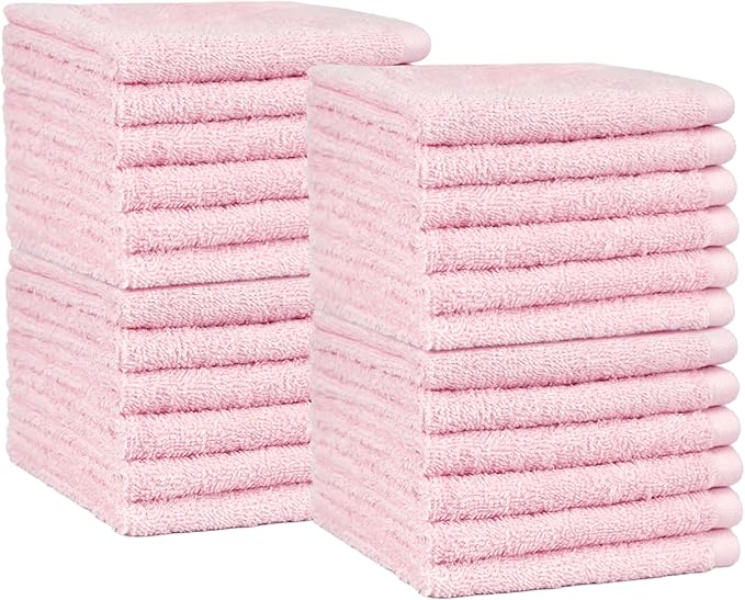 Amazon Basics face Towels for Bathroom, 100% Cotton Extra Absorbent washcloth by AmazonBasics