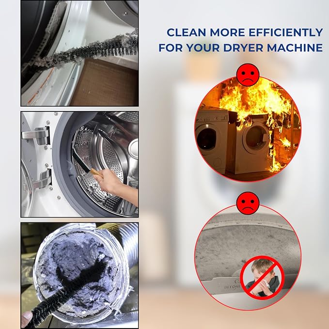 Dryer Lint Brush Vent Trap Cleaner, Refrigerator Condenser Coil Brush & Crevice - Image 2