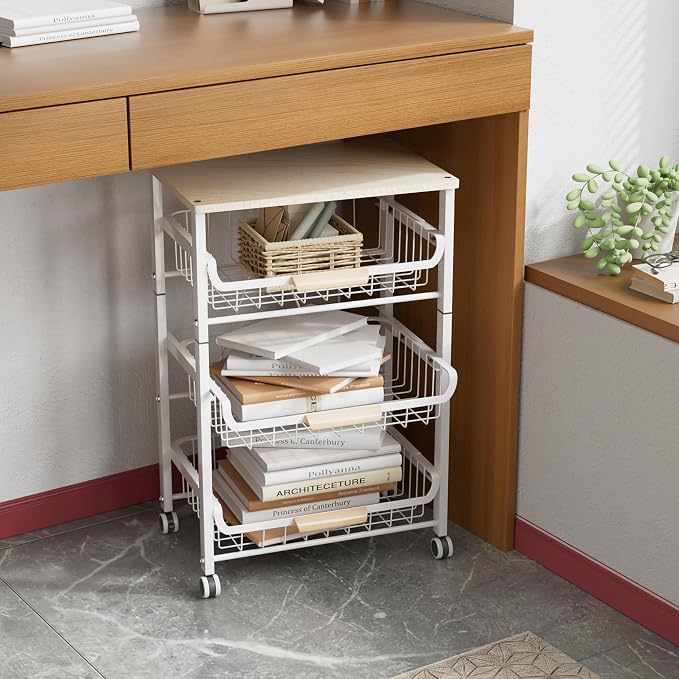 4-Layer Fruit Basket Kitchen Food Organizer and Rack, Stackable Storage Cart - Image 5