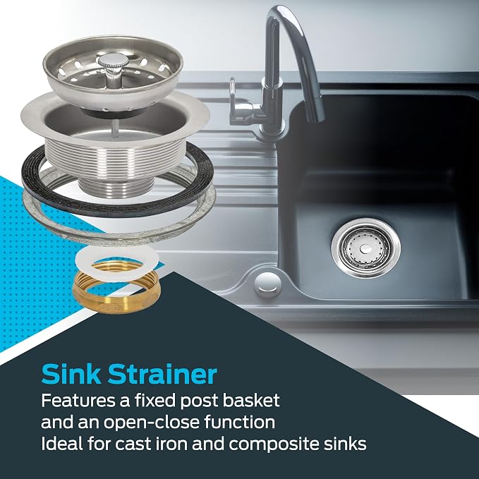 EZ-FLO Kitchen Sink Strainer Fits 3-1/2 Inch Opening, Sink Drain Assembly - Image 5