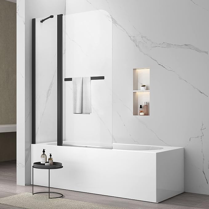 Sunrosa Pivot Tub Shower Door 43-3/8"×58", Bifold Bathtub Shower Door by ElevateYourEverydayShower