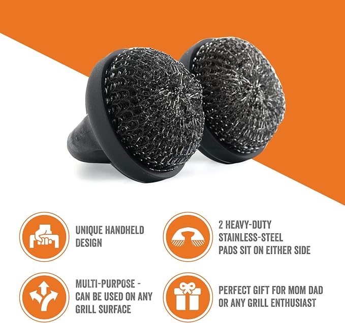 Yukon Glory™ Premium BBQ Grill Brush Easy Grip Double Pad Stainless Steel - Image 4