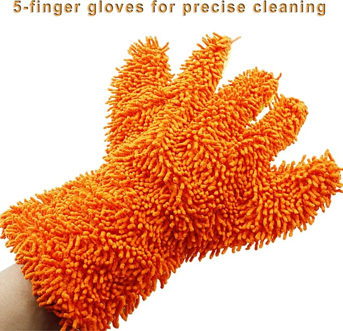 BokWin 2-Pack Car Wash Mitt Scratch Free, 5-Finger Microfiber Wash Mitts - Image 3