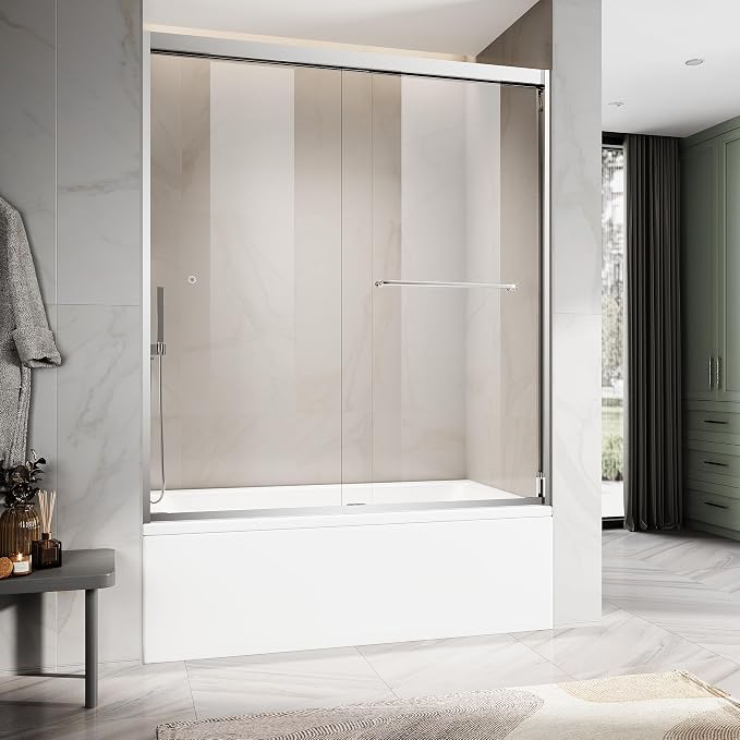 60" W x 66" H Double Sliding Frame Bathtub Door by UNIKOOSHOWERDOOR