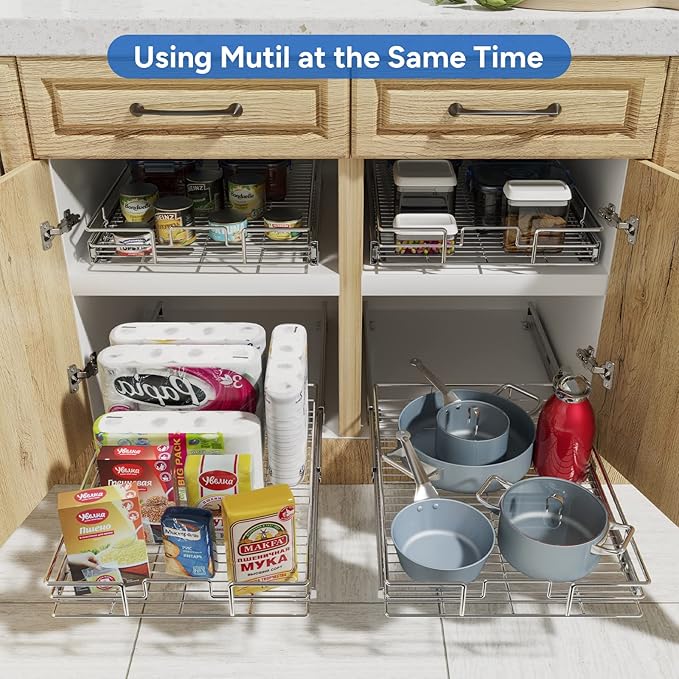 ROOMTEC Pull Out Cabinet Organizer, Heavy Duty Slide Out Kitchen Cabinet - Image 7