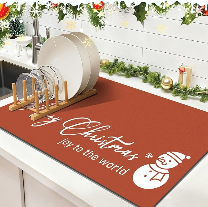Findosom Christmas Dish Drying Mat, Hide Stain Drying Mat by Findosom