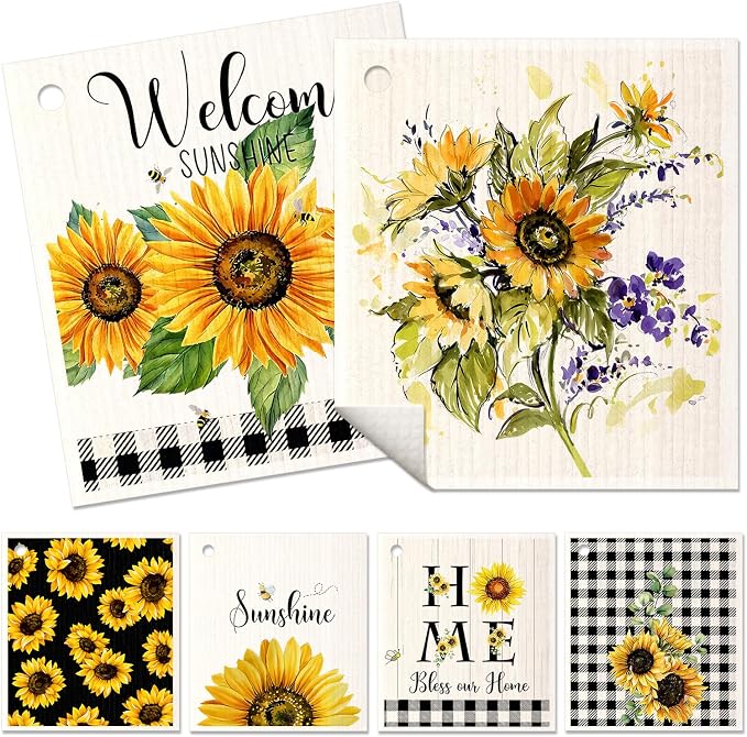 6 Pack Swedish Dishcloths for Kitchen by MissAdola