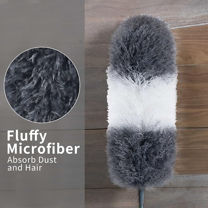 BOOMJOY Microfiber Feather and Cobweb Duster Set, Bendable Head and 100 inches - Image 3