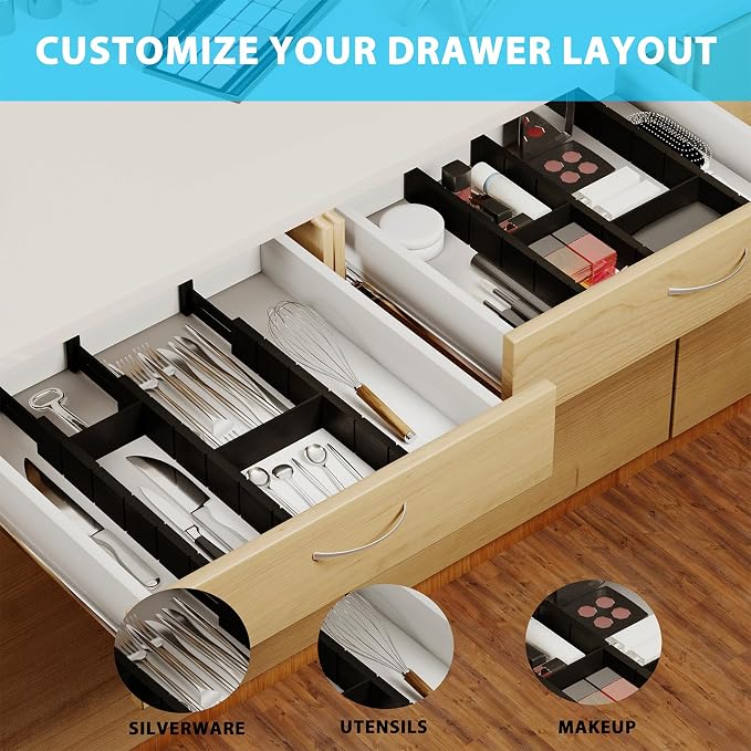 6 Pack Bamboo Drawer Dividers - Image 5