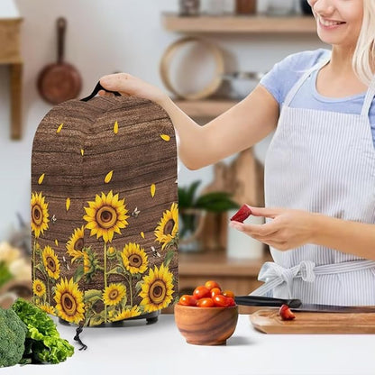 Sunflower Wood Grains Kitchen Blender Food Processor Dust Cover with Top Handle and Drawstring, Dust Protection Easy to Clean Small Appliance Juicer Coffee Maker Cover