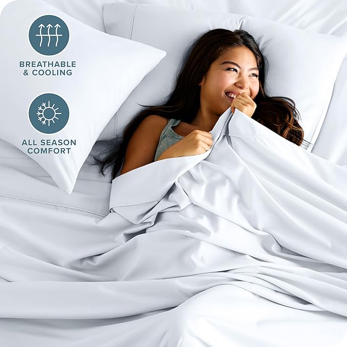 Bare Home Split California King Sheet Set - 1800 Ultra-Soft Microfiber Split California King Bed Sheets - Double Brushed - Deep Pockets - Easy Fit - 5 Piece Set - Bed Sheets (Split Cal King, White)