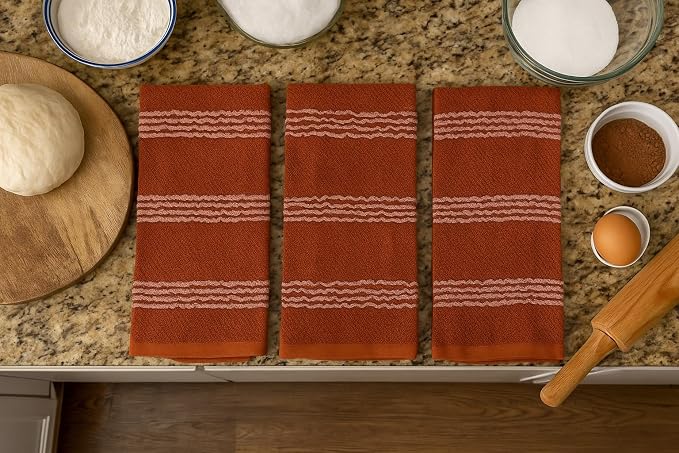 Serafina Home Terracotta Orange Rust Kitchen Hand Dish Towels: Oversized 18" x - Image 3