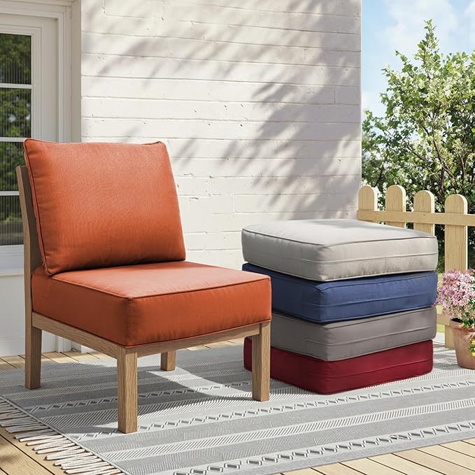 Outdoor Cushion Set for Furniture Patio Furniture, UV Resistant, Water Resistant - 6 Inch Thick Foam Garden Cushions– 22x24 Inch Patio Seat Covers for Chair/Sofa/Couch | Orange | 5-Pack |