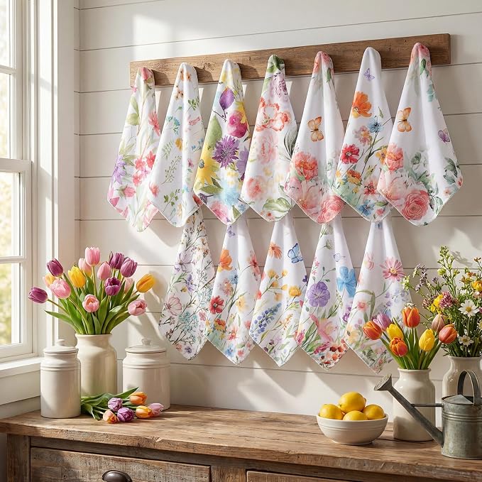 Tinlade 36 Pack Wildflower Reusable Cleaning Cloths Washable Kitchen Towels - Image 6