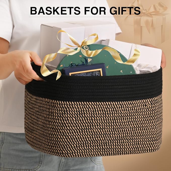 Woven Cotton Rope Storage Basket - Image 3
