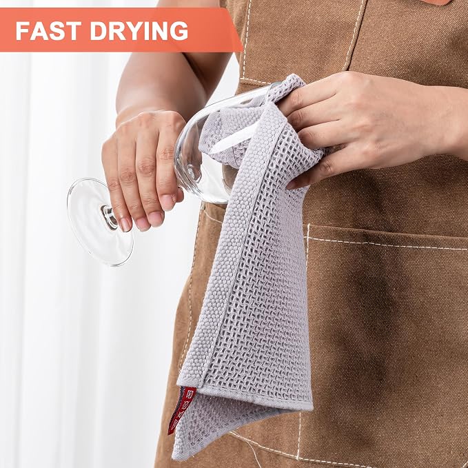 BOOMIBOO 6-Pack Kitchen Dish Cloths, 100% Cotton Waffle Weave, Ultra Soft - Image 4