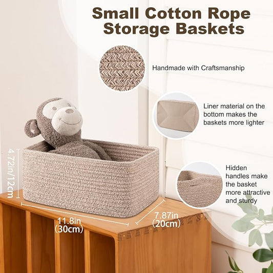 3 Pack Small Storage Baskets for Organizing, Cute Woven Decorative Gift Baskets - Image 2