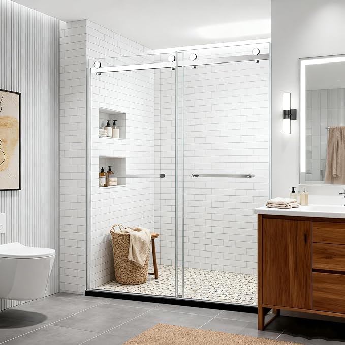 Shower Door, 56-60" W x 74" H Framed Double Sliding Shower Door - Image 8