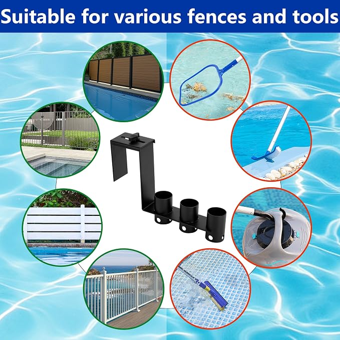 Adnee 2 Pcs Adjustable Pool Fence Hooks, Metal Pool Fence Hangers Suitable - Image 4