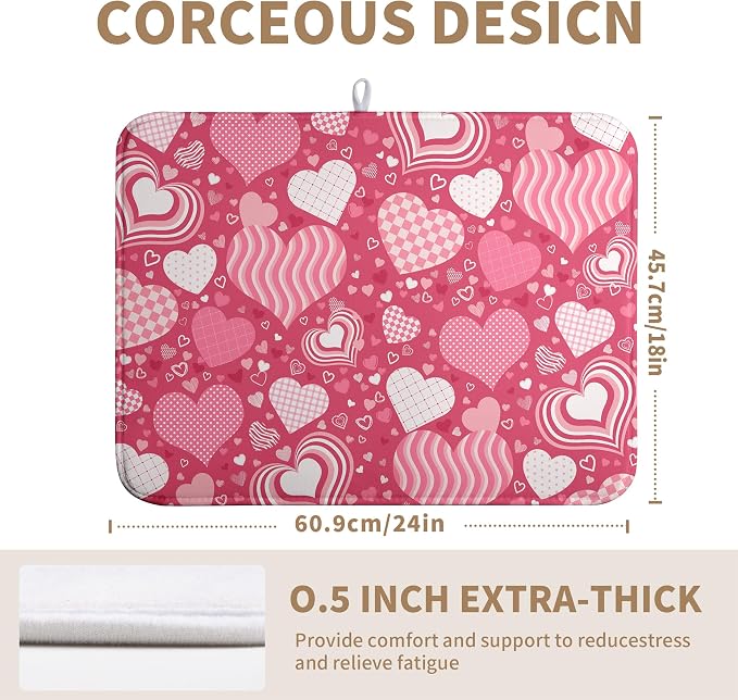Red Heart Valentine Dish Dry Mat - Image 2