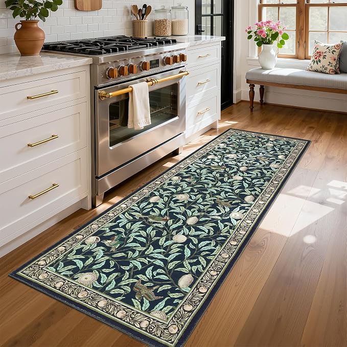 GarveeHome 2x6 Runners for Hallways Non Slip, Boho Leaf Kitchen Runner Rug by GarveeHome