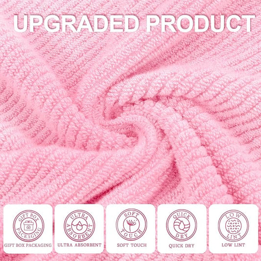 VOOVA & MOVAS Pink Bathroom Hand Towels Set of 4, Large 18" x 28" - Image 2
