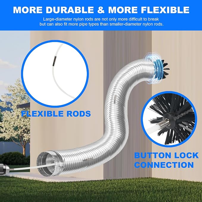 30 Feet Dryer Vent Cleaning Brush Kit, Professional Lint Cleaning Accessories - Image 2