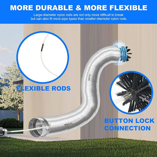 15 Feet Dryer Vent Cleaner Kit, Flexible Nylon Rod Extends to 15ft Duct - Image 2