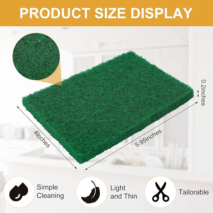 50 Pcs Scouring Pads, Heavy Duty Scour Pads, 4 x 5.95 inch Reusable Green Scrub - Image 2