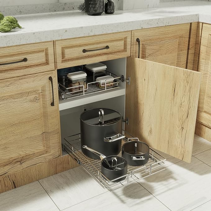 ROOMTEC Pull Out Cabinet Organizer, Cabinet Pull Out Shelves 15½" W x 21½" D - Image 7