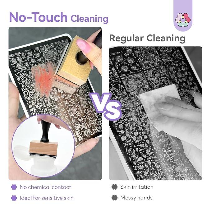 SAVILAND Nail Cleaning Tool: No-Touch Nail Cleaner Tools Wood Stamp Set Nails - Image 3