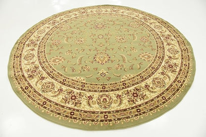 Unique Loom Voyage Collection Traditional Oriental Classic Intricate Design Area Rug (8' 0 x 8' 0 Round, Green/Ivory)