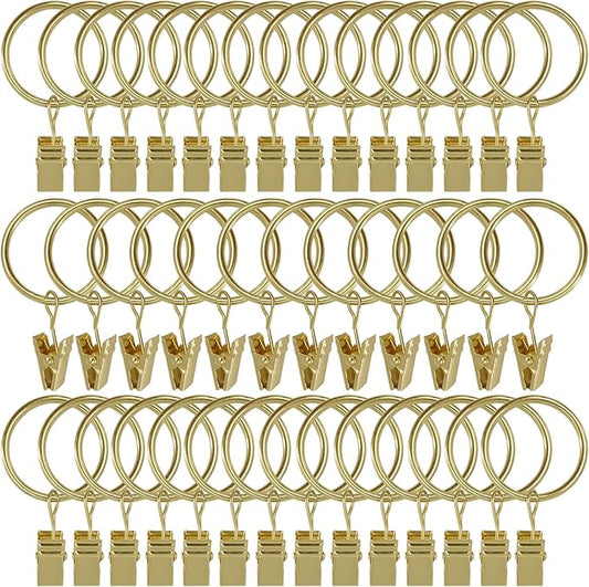 40 Pack Curtain Rings with Clips, Drapery Clips with Rings, Drapes Rings 1.26 by AMZSEVEN