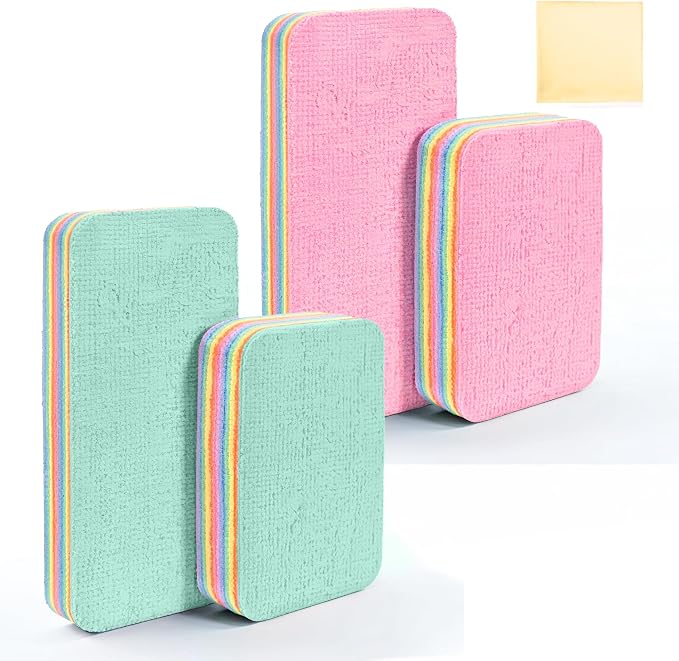 Peelable Microfiber Sponges 4 Pack – 12-Layer Tear Away PVA Cleaning Pads by LEAVAQ