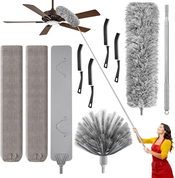100-inch Duster with Extension Pole, 9-in-1 Cobweb Duster Kit Includes Spider by Unknown