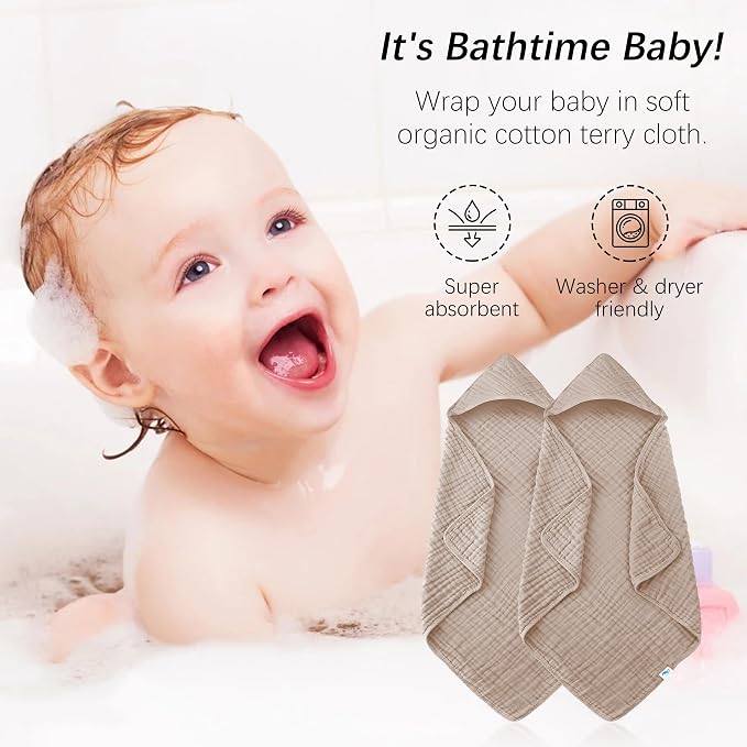 SWEET DOLPHIN Muslin Hooded Baby Bath Towels - Image 3