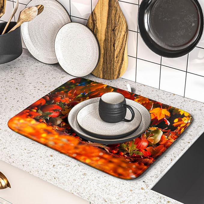 Fall Harvest Pumpkin Dish Drying Mat - Image 5