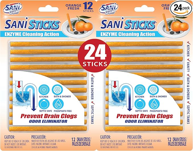 SANI 360° Sani Sticks Drain Cleaner and Deodorizer, Eliminate Odors, Prevent by SANI360%C2%B0
