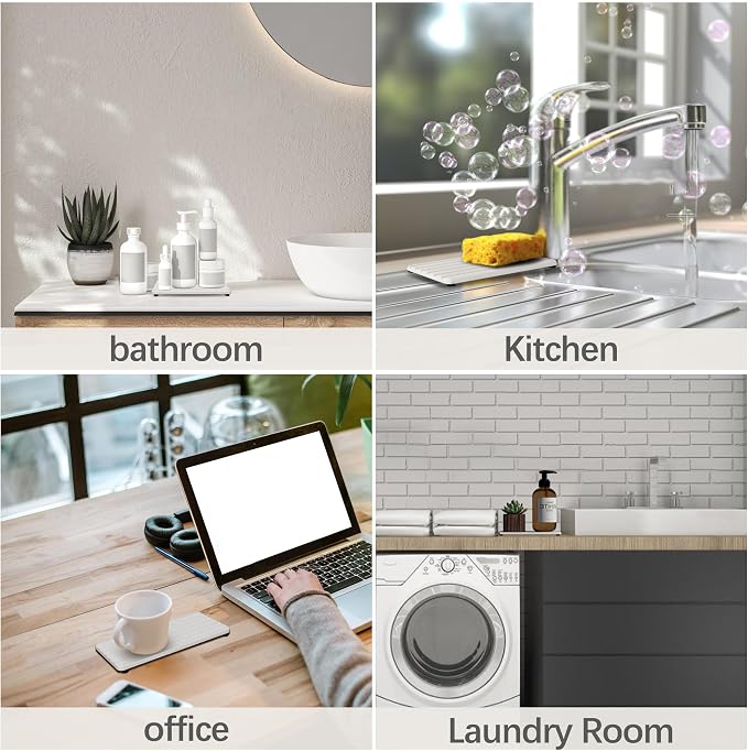 2 PCS Water Absorbent diatomite Coasters, 7.1" x 3.5" Water Absorbing Stone Tray - Image 7