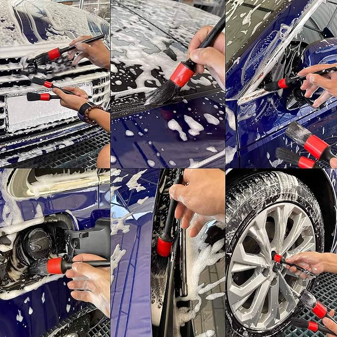 5pcs Auto Car Detailing Brush Set Car Interior Cleaning Kit Includes 3 Hair - Image 2