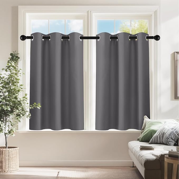 PONY DANCE Short Gray Blackout Curtains by PONYDANCE