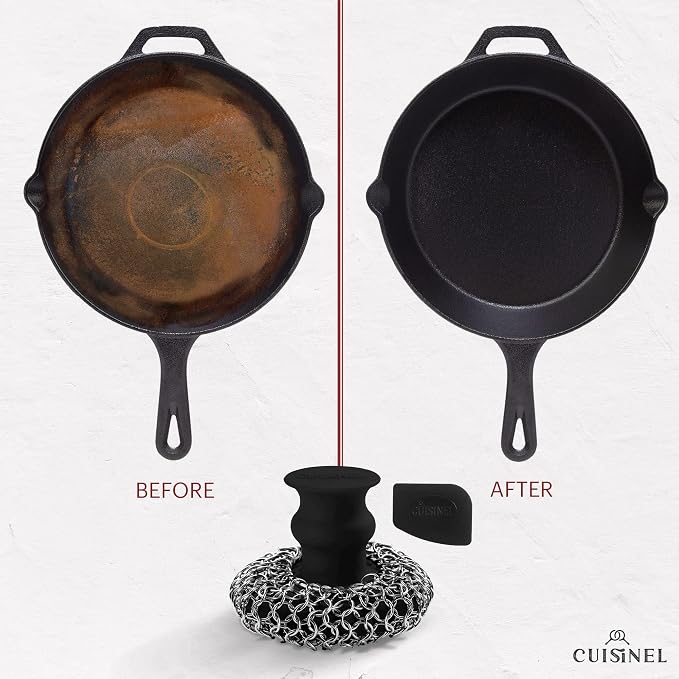 Cuisinel Cast Iron Chainmail Scrubber + Pan Scraper - Image 2
