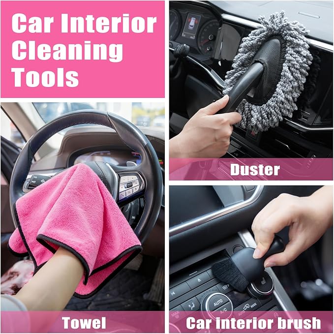 AUTODECO Windshield Cleaner Tool, Detailing Brush, Car Cleaning Kit Interior - Image 6