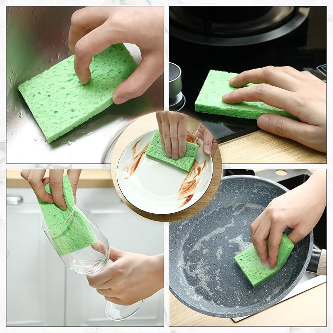 Zhengmy 100 Pieces Sponges Kitchen Compressed Sponges Bulk Natural Dish Sponge - Image 5