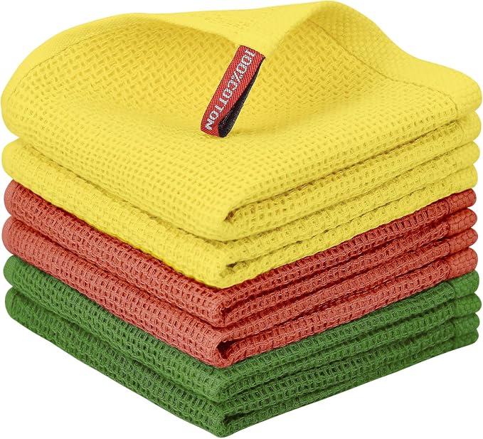 Nialnant 6 Pack Dish Rags, 100% Cotton Kitchen Dish Cloths by Nialnant