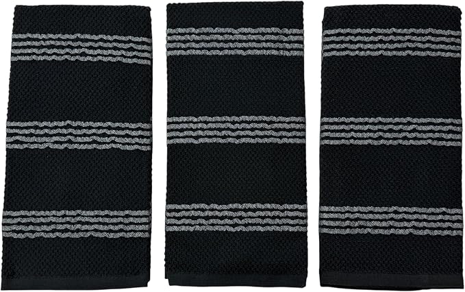 Serafina Home Black Kitchen Hand Dish Towels: Oversized 18" x 28", 100% Cotton - Image 3