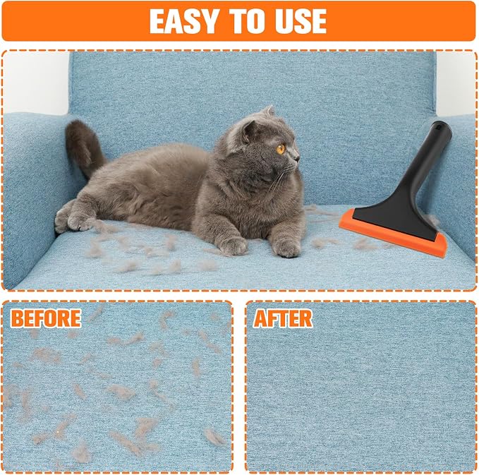 Silicone Pet Hair Removal, Pet Hair Rubber Carpet Rake Cat Dog Hair Remover - Image 4