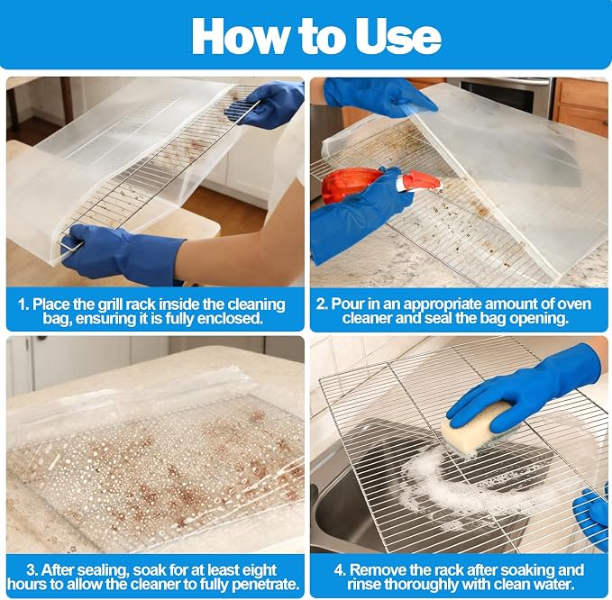 XANGNIER 10 Pack No Scrub Oven Rack Cleaning Bags - Image 4