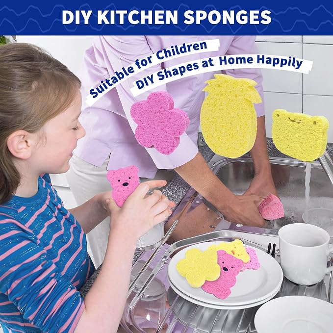 CELOX 24 Pack Durable Kitchen Sponges, Natural Wood Pulp Sponges - Image 6